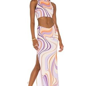 Farai London Colorful Swirl Maxi Skirt & Crop Top
